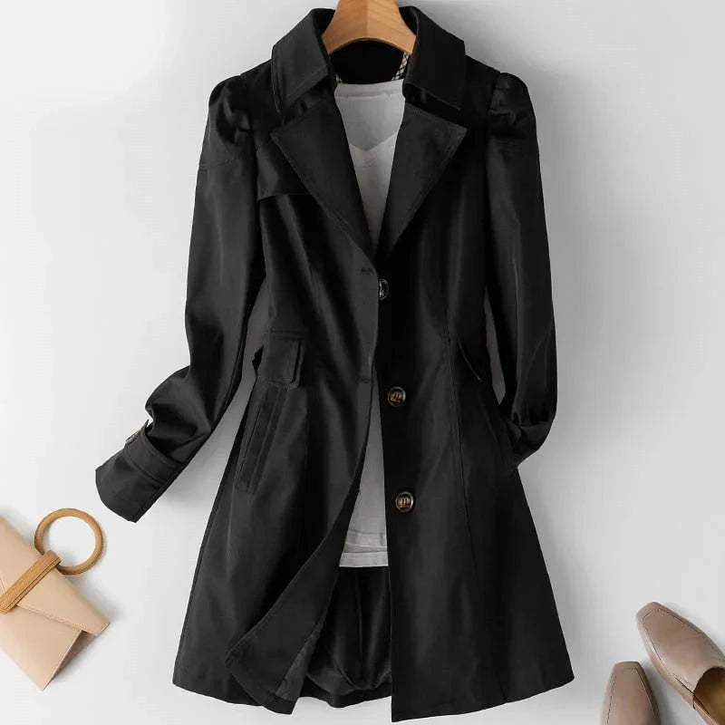 Damen Trenchcoat mit Knopfverschluss und Taschendetails