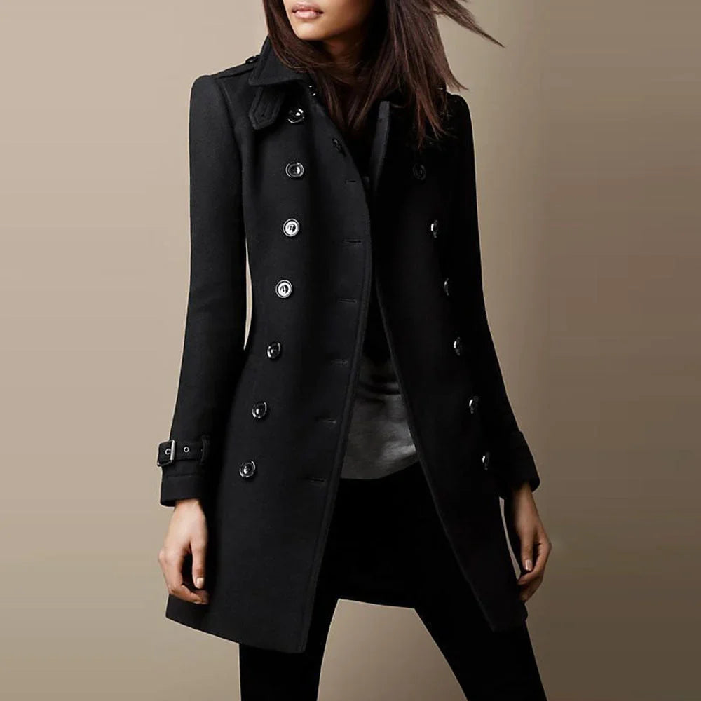 Damen Zweireihiger Trenchcoat mit Knopfdetails