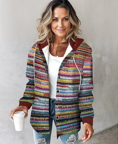 Bunte Kapuzenjacke mit kräftigem Stil für Damen