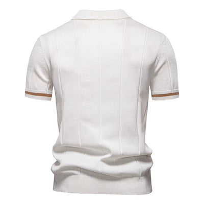Herren sportliches Poloshirt kurzarm Reißverschluss weiß elegant - Leandro