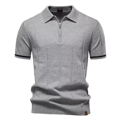 Herren sportliches Poloshirt kurzarm Reißverschluss weiß elegant - Leandro