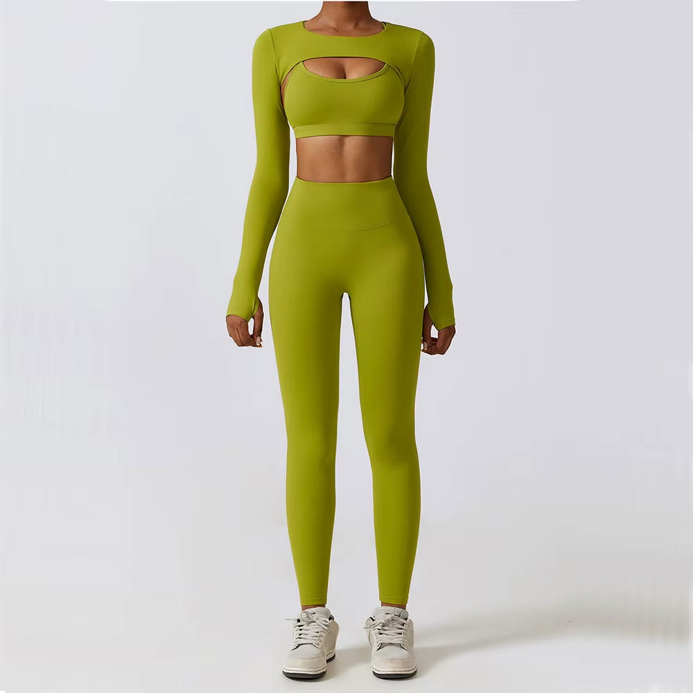 Komprimierendes Lycra-Sport-Set für Damen mit Ausschnitt - Amanda