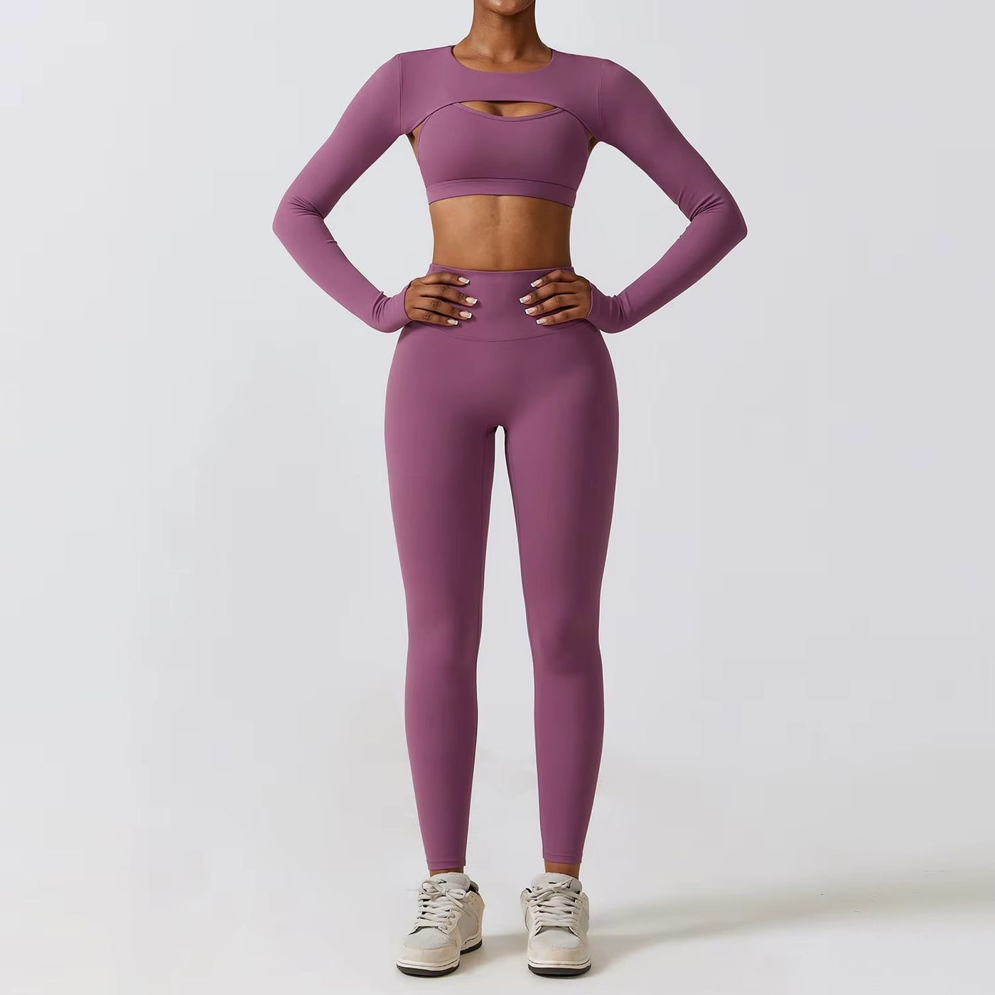 Komprimierendes Lycra-Sport-Set für Damen mit Ausschnitt - Amanda