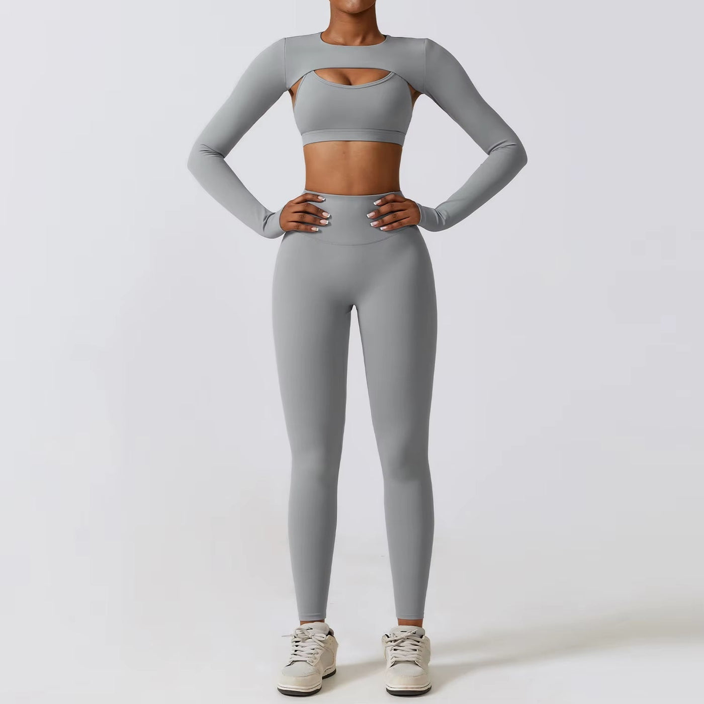 Komprimierendes Lycra-Sport-Set für Damen mit Ausschnitt - Amanda