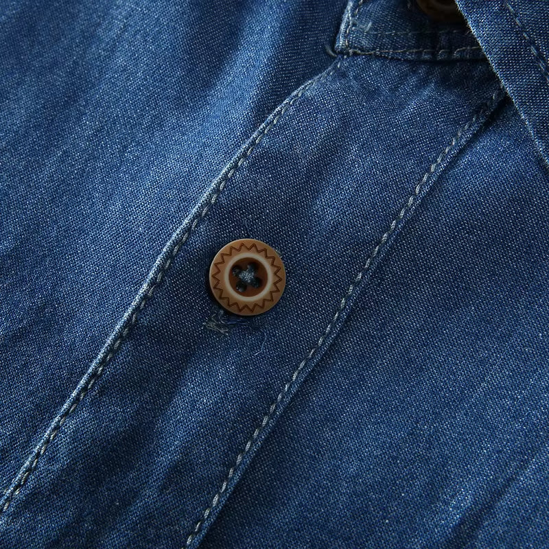 Herren Jeanshemd kurzarm Baumwolle blau - Denver