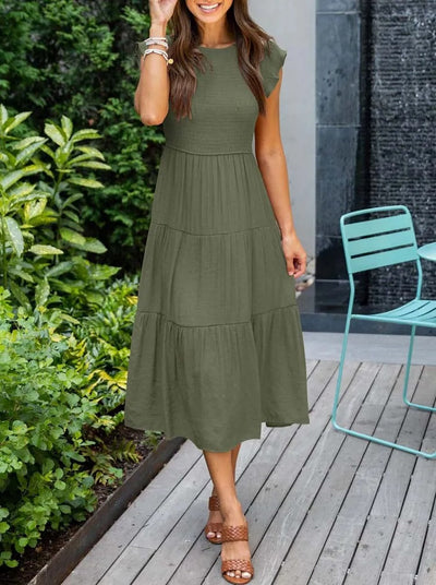 Gesmoktes Rüschen Sommerkleid für Damen