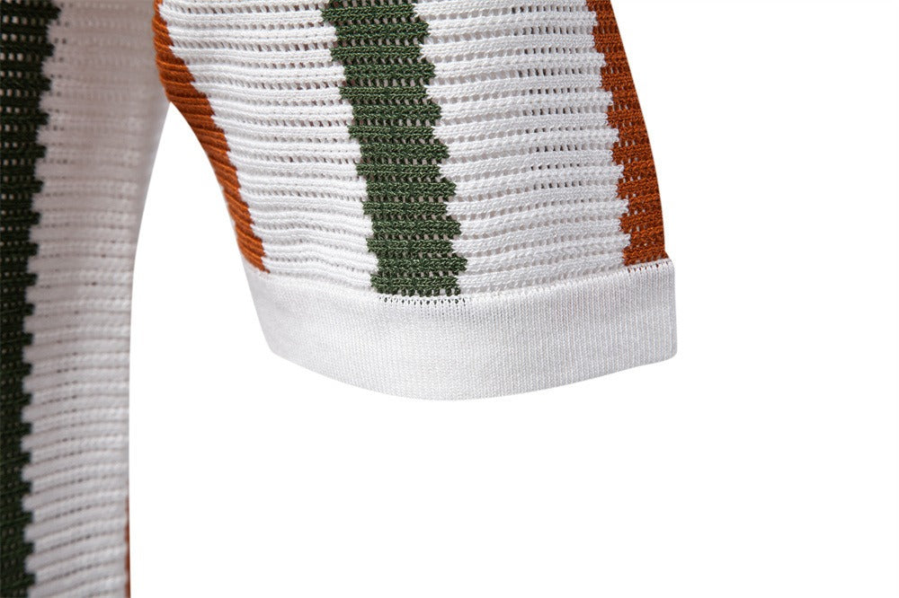 Herren-Poloshirt aus Rippenstrick mit vertikalen Streifen - Álvaro