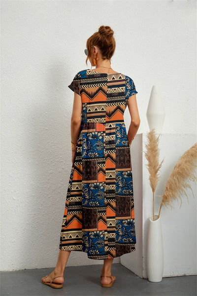 Kurzarm-Blumen Sommerkleid für Damen