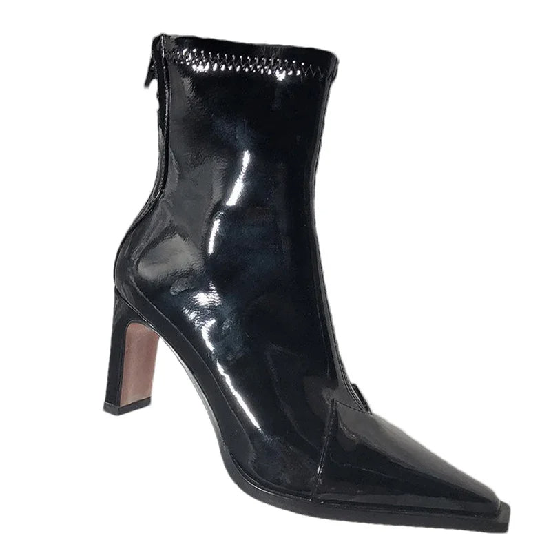 Mayfair™ | Glänzende Ankle Boots mit spitzer Kappe