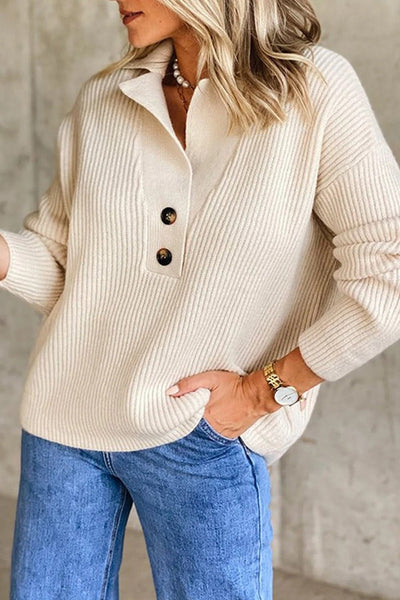 Briana™-Button Long Sleeve Sweater
