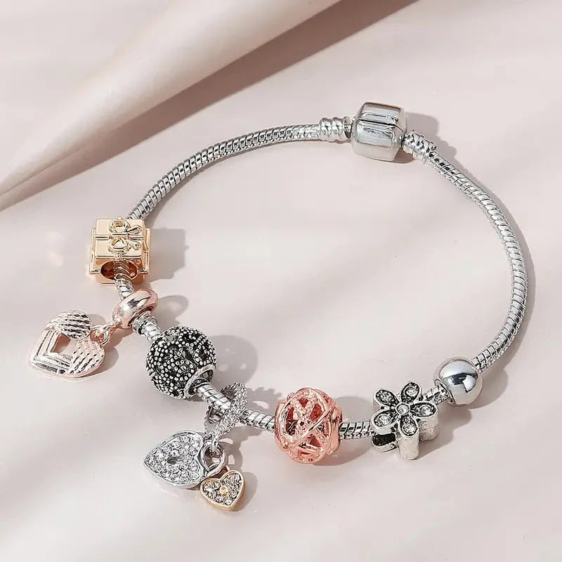 Modisches Armband mit Strasssteinen und Blumen für Damen