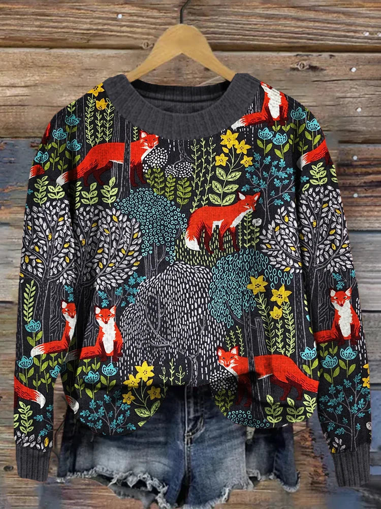 Pullover mit Fuchsdesign für Frauen