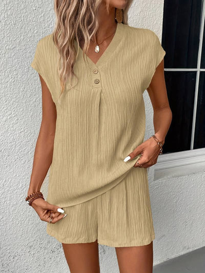 Elisa | Sommerliches Zweiteiler-Set mit Struktur und V-Ausschnitt