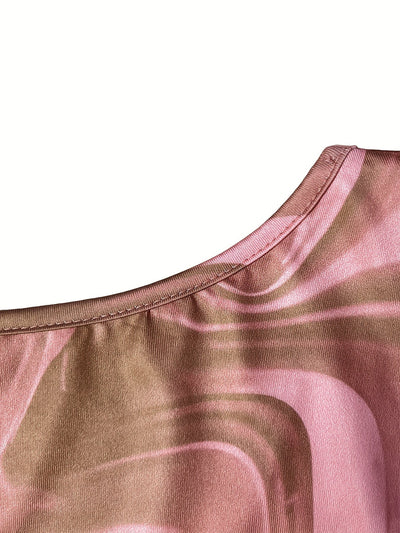 Bodycon Kleid mit Quadratischem Ausschnitt Mini mit Schlitz Digitaldruck