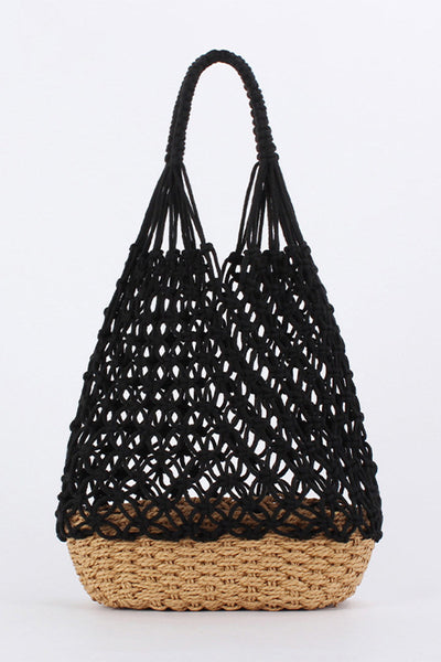 Handgehäkelte Tote Bag mit natürlicher Struktur für Frauen