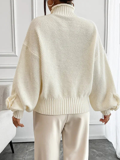 Rollkragenpullover mit Blumenmuster für Frauen