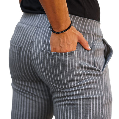 Herren Freizeithose vertikal gestreift slim fit schwarz - Érick