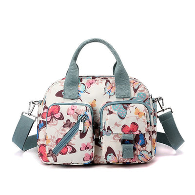 Damen Umhängetasche mit mehreren Fächern und Blumendruck - Elora