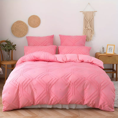 GridLuxe Duvet Set - Ganzjährig Getuftete Gitterbettwäsche