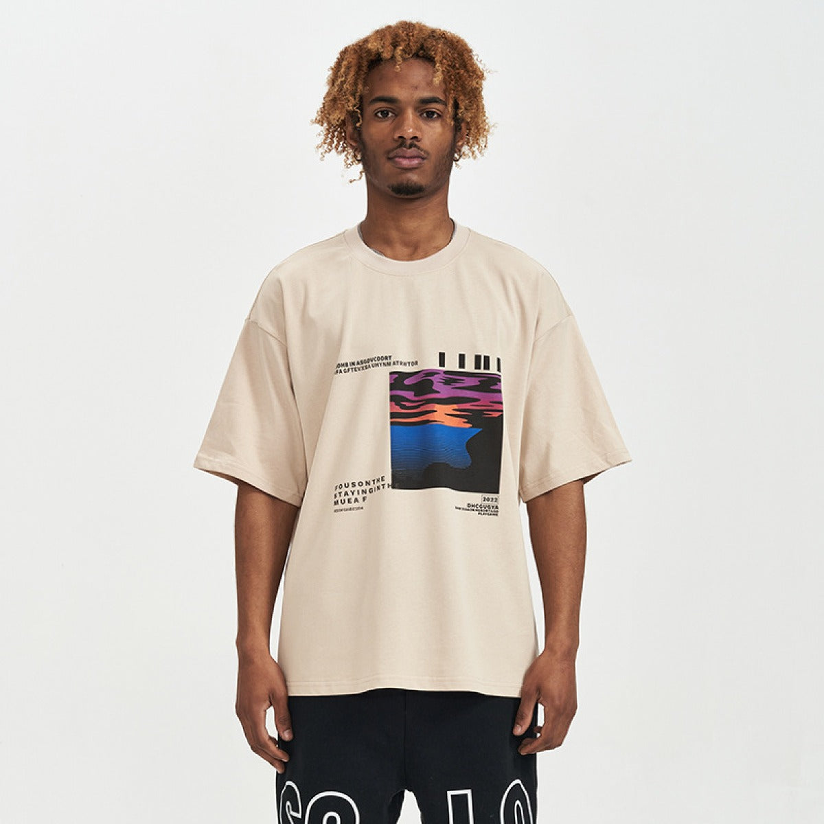 Herren-T-Shirt aus Baumwolle in Übergröße mit grafischem Aufdruck - Joel