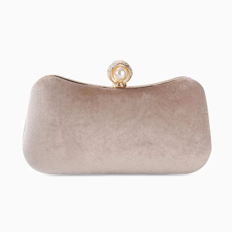 Elise | Samt-Clutch mit Perlenverschluss & Gold-Details – Elegante Abendtasche für Damen