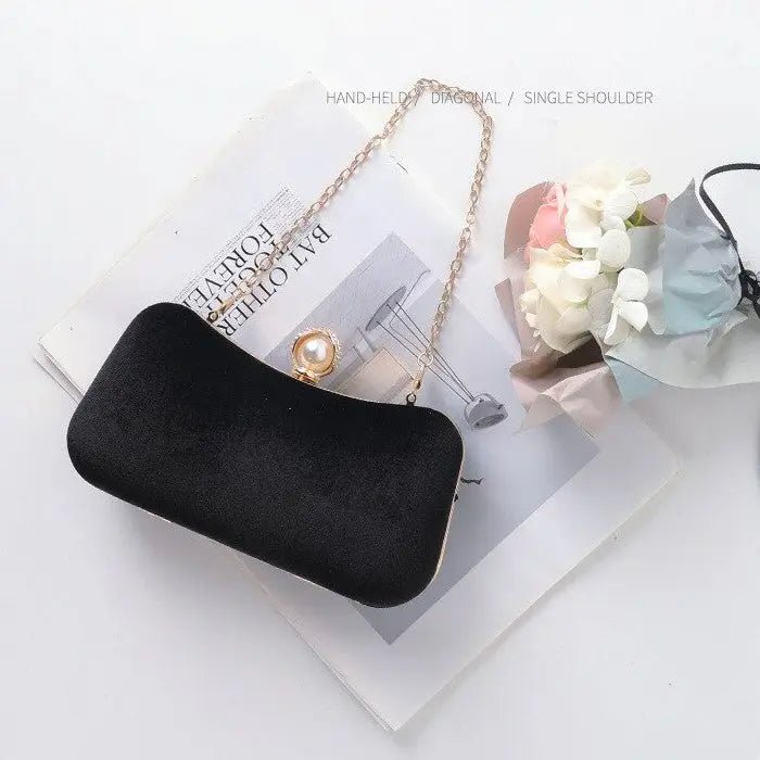 Elise | Samt-Clutch mit Perlenverschluss & Gold-Details – Elegante Abendtasche für Damen