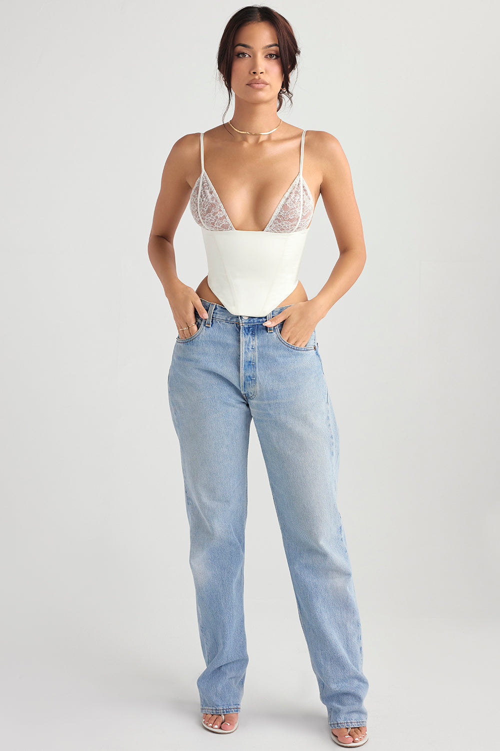 Satin Korsett mit glattem Finish und eleganter Form für Frauen