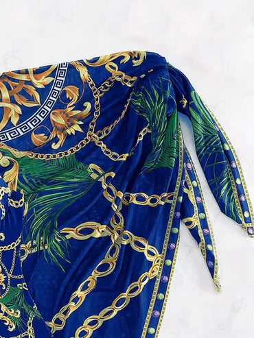 Kim® | Elegante ärmellose Bademode mit blauem Muster