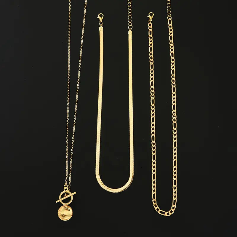 Savira Textured Coin Layering Necklace | Gold
