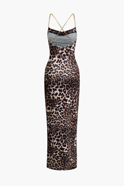 Amelie | Verführerisches Leopard-Maxikleid – Sinnlicher Look mit Beinschlitz