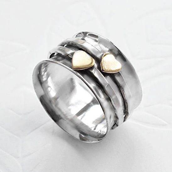 Vintage Gold Herz Silber Ring