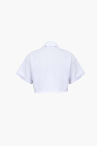 Janice | Stylisches Kurzarm Crop Shirt mit kragen