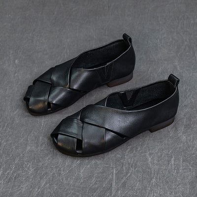 Offene flache Schuhe für Frauen schwarz elegant - Nayra