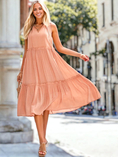 Shirley - Damenkleid mit Schleife und V-Ausschnitt