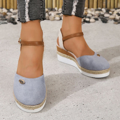 Damen Keilsandalen aus Canvas mit verstellbarem Espadrille-Riemen - Clara