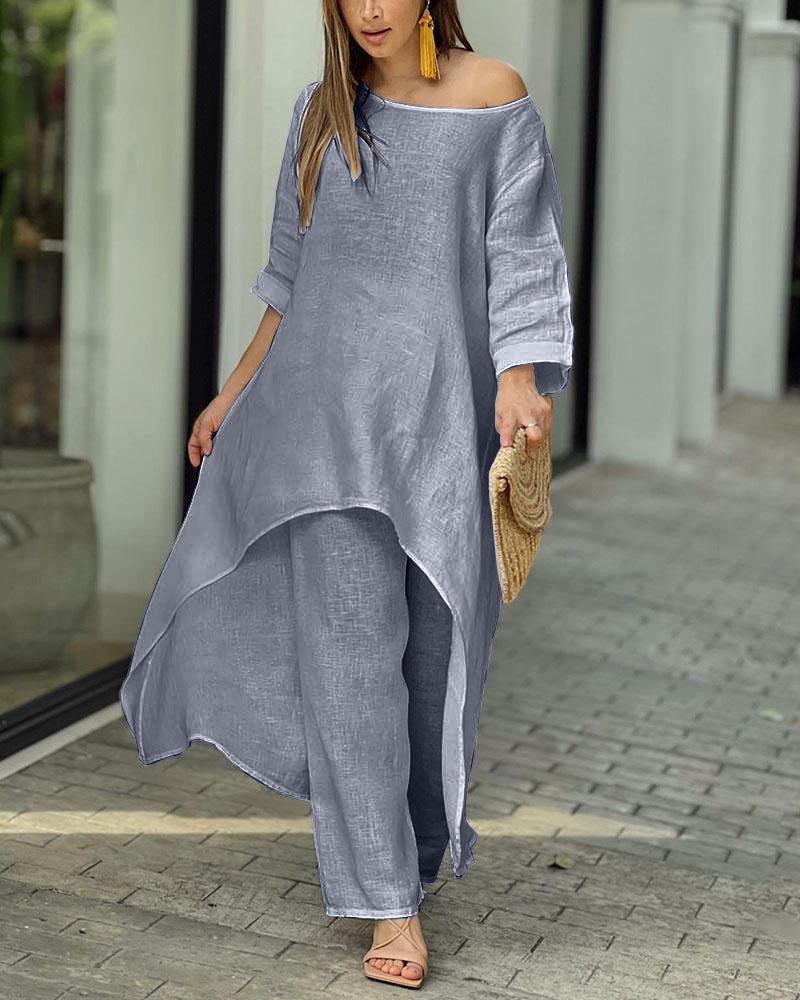 Oversized-Blusen- und Hosen-Set für Damen