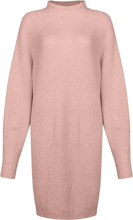 Damen Strickkleid mit Rollkragen und Oversize Passform