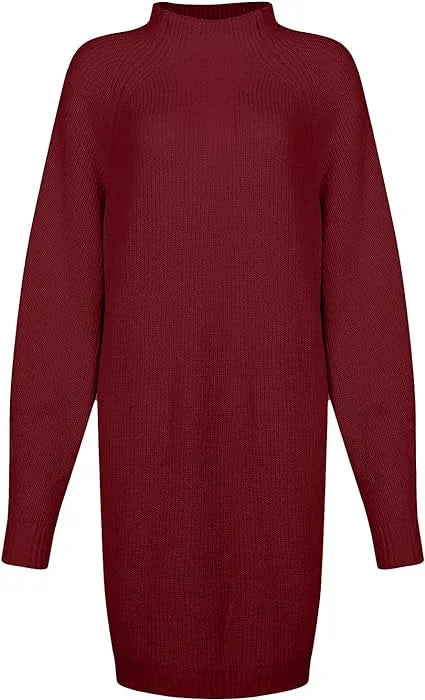 Damen Strickkleid mit Rollkragen und Oversize Passform