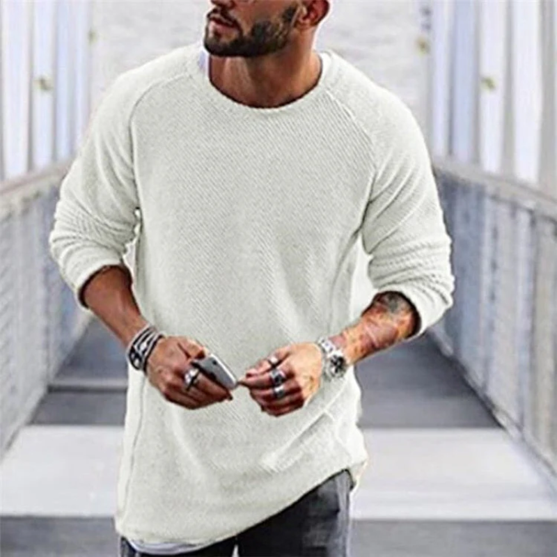 Herren Lange Strickpullover Sweatshirt