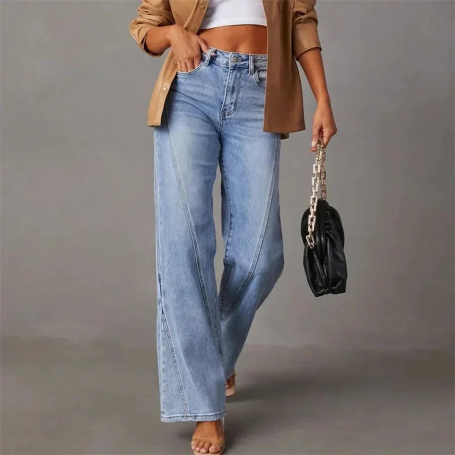 High-Waist Jeans in Wide-Leg Schnitt Hellblau