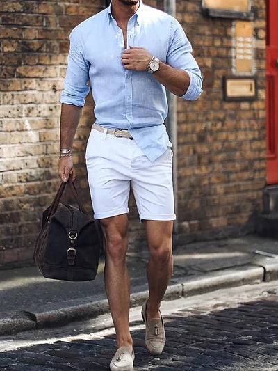 Saber - Langärmelige Herrenhemden mit Knopfleiste für Frühling und Sommer