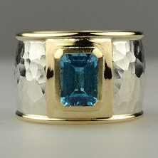 Vintage Silber & Gold Blau Kristall Ring