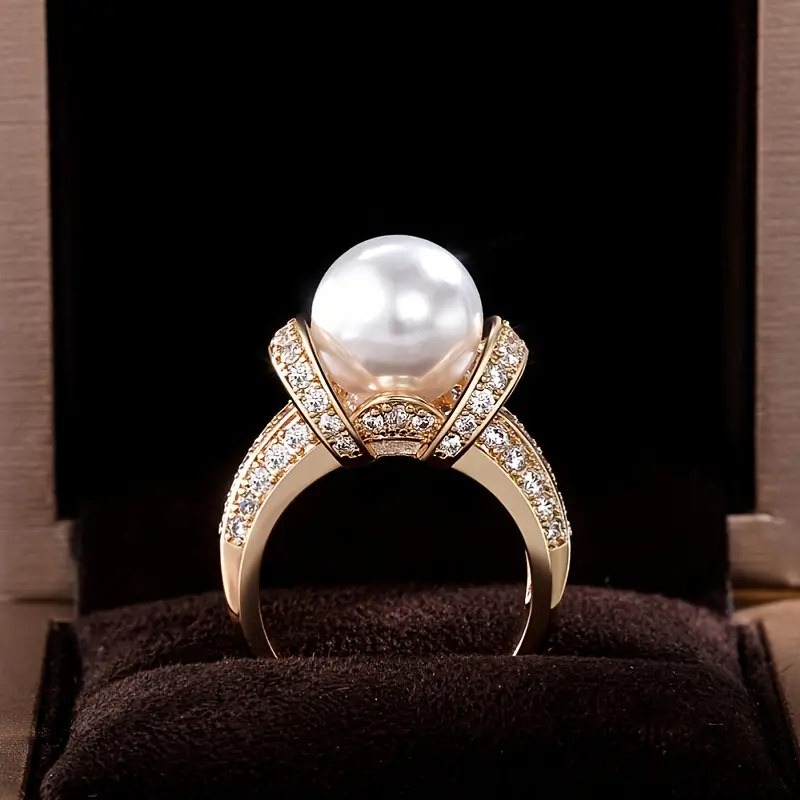 Eleganter Zirkonia-Ring mit Perle