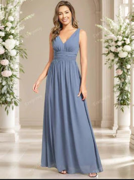 Damen Elegantes ärmelloses Kleid mit V-Ausschnitt | Maxi
