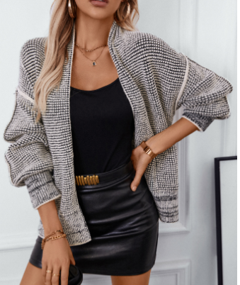 Graue Strickjacke in lockerer Passform für Frauen