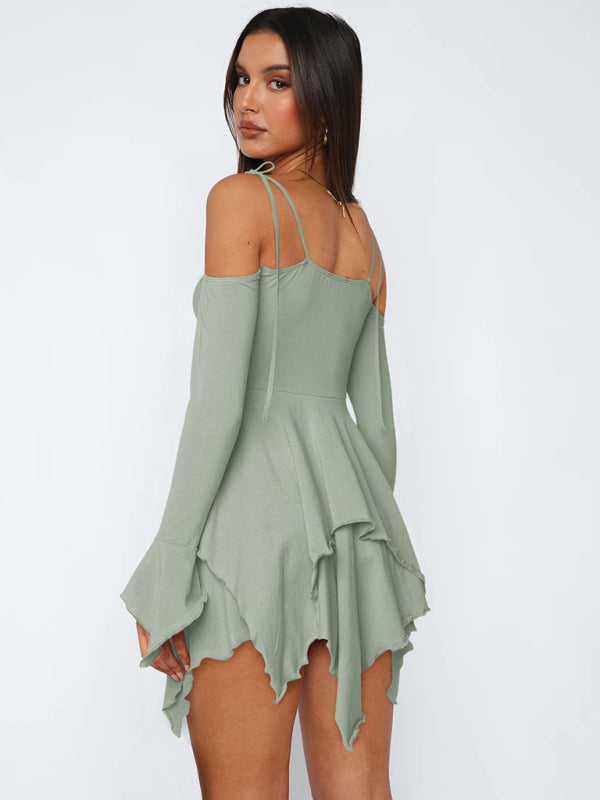 Schulterfreies Damen Sommerkleid Im Lagenlook | Mini