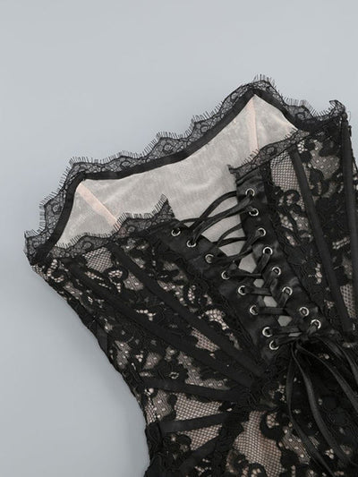 Trägerloses Korsett Spitzenkleid Für Damen | Mini