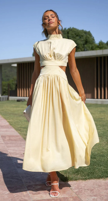 Ausgeschnittener Taille Maxikleid für Damen