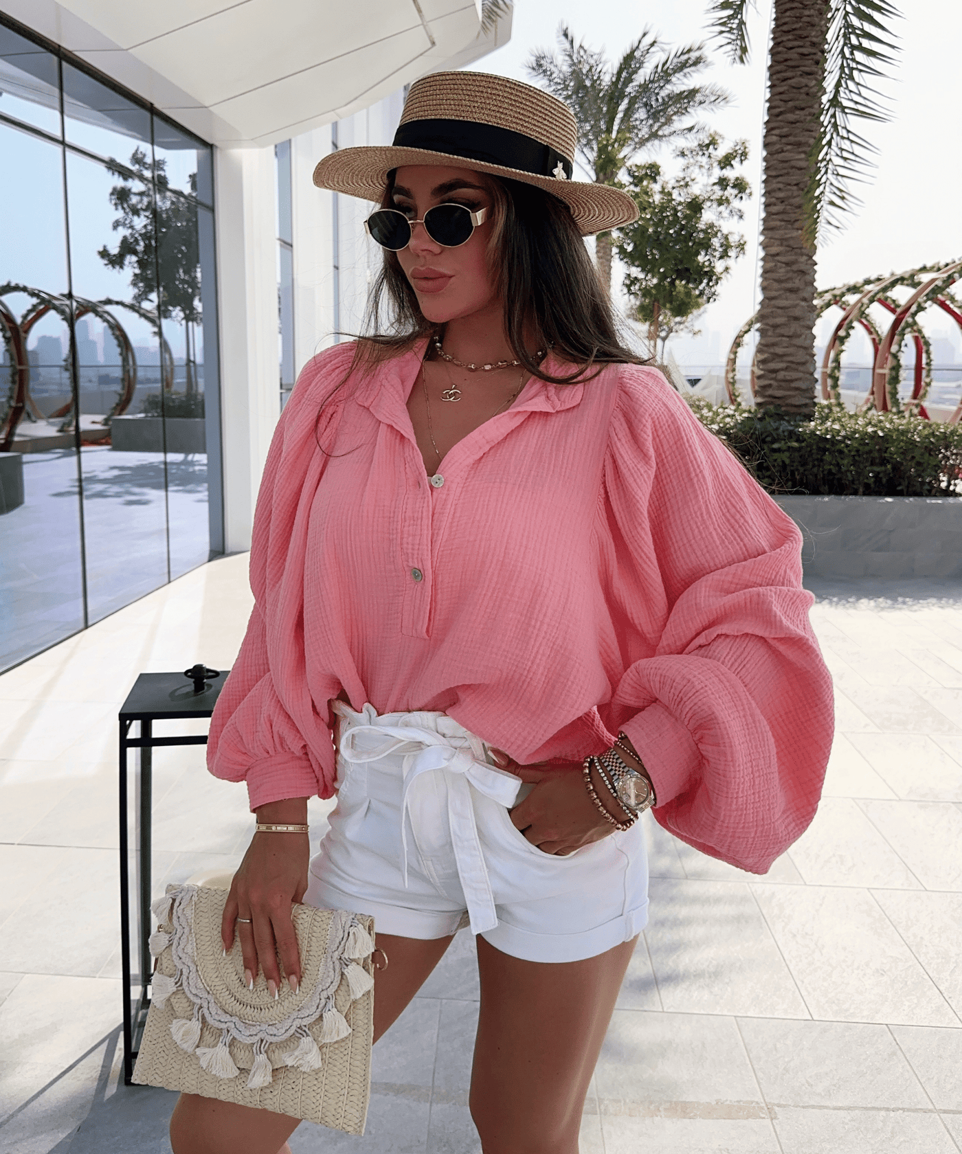 Bluse mit Puffärmeln und romantischer Eleganz für Frauen