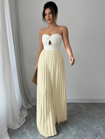 Amelia | Trägerloser Jumpsuit mit Twist-Detail und Faltenhose